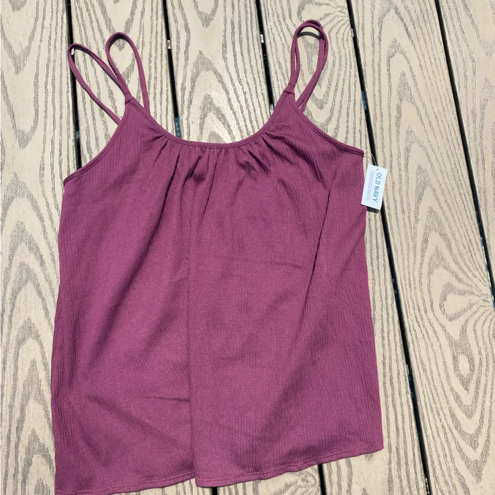 NWT Old Navy Gauzy Plum Purple Medium Babydoll Swing double strap tank top - Image 3