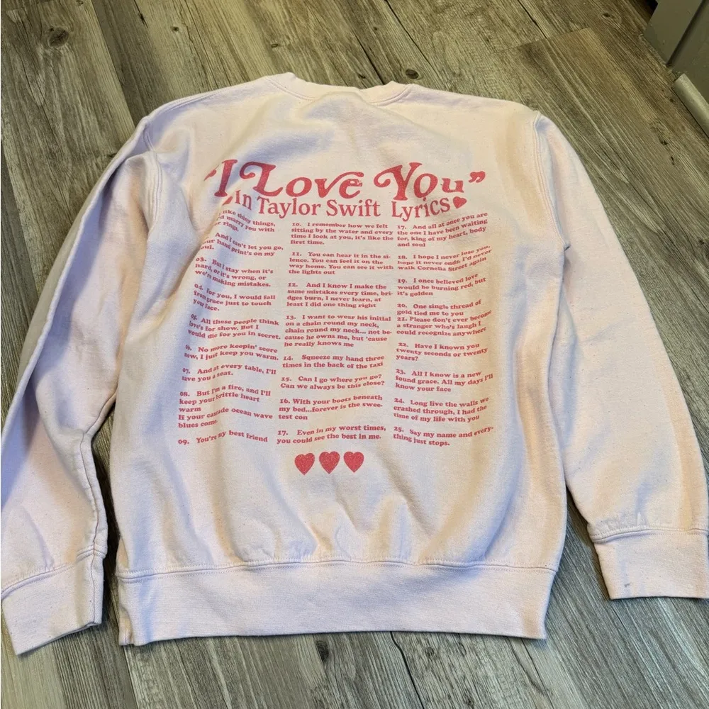 “I Love You” Taylor Swift Lyrics Pale Pink Crewneck - Image 9