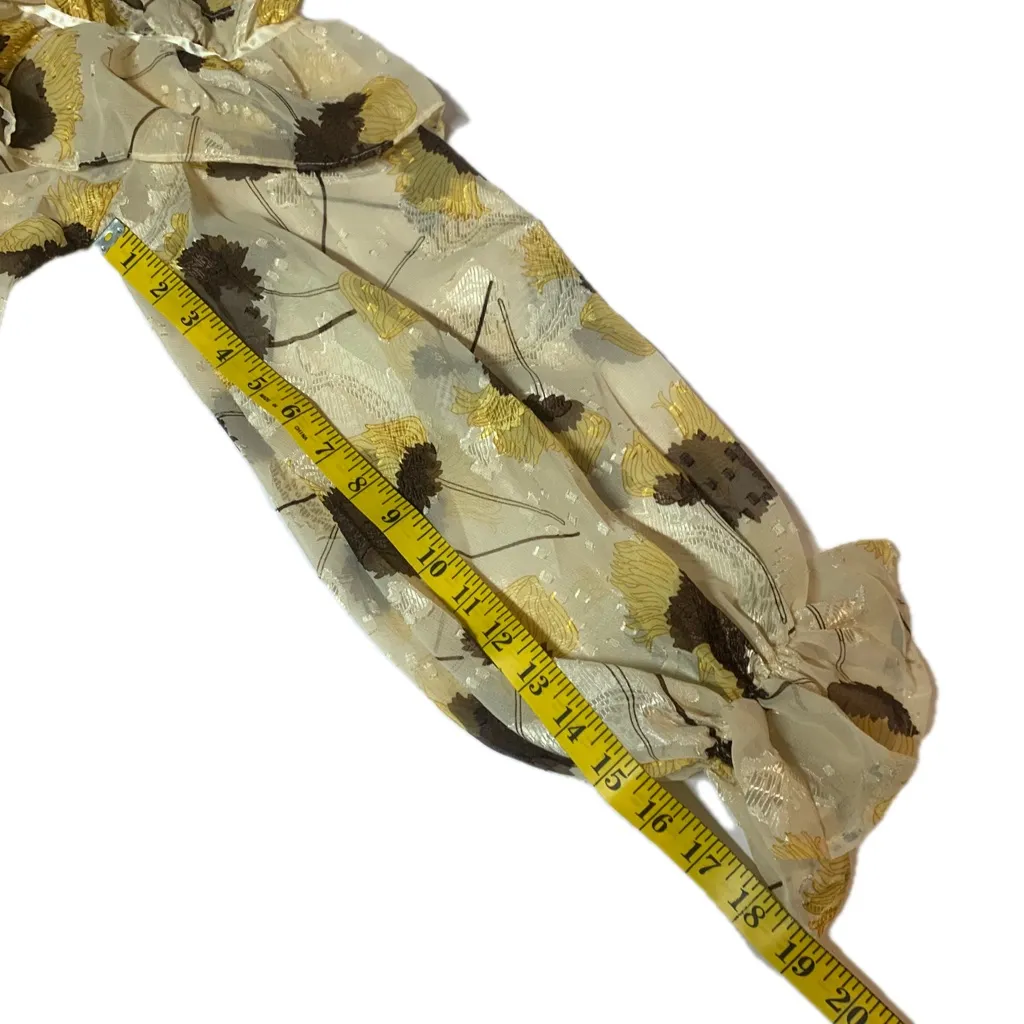 Mazik Floral Sheer Ruffled Blouse Brown Size M - Image 11