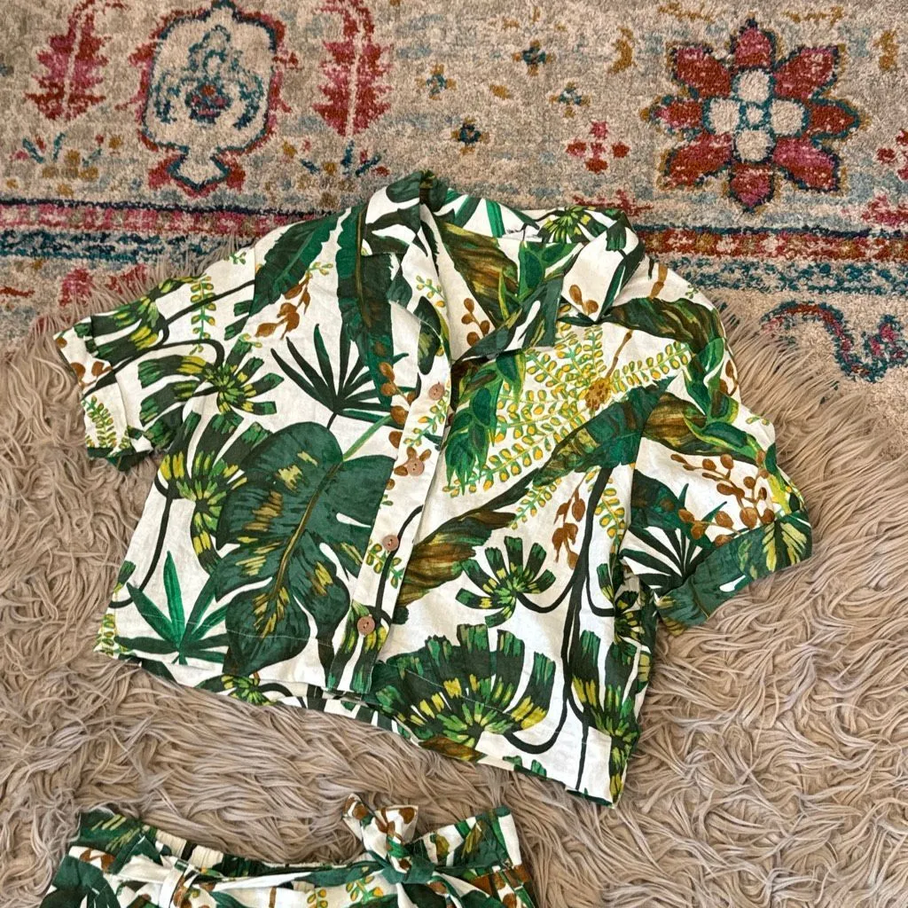 Joie tropical linen blend two piece set size 8 - Image 2