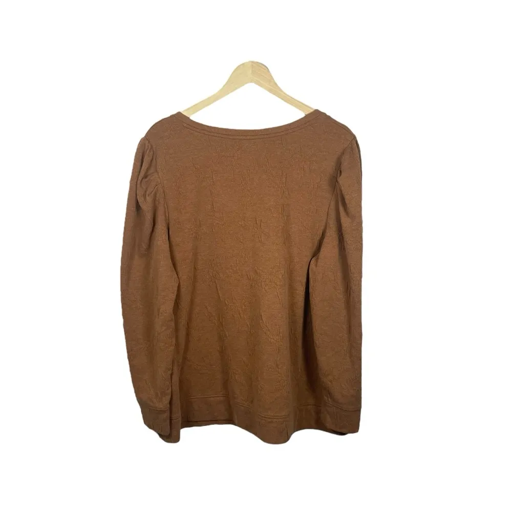 EVRI Women’s Cinnamon Latte Textured Puff Sleeve Top in Rust Size 2X Brown - Image 8