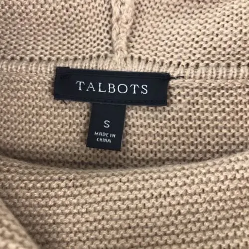 Talbots Women's Brown Turtleneck Lambswool sweater Cable Knit Sleeve - Image 3