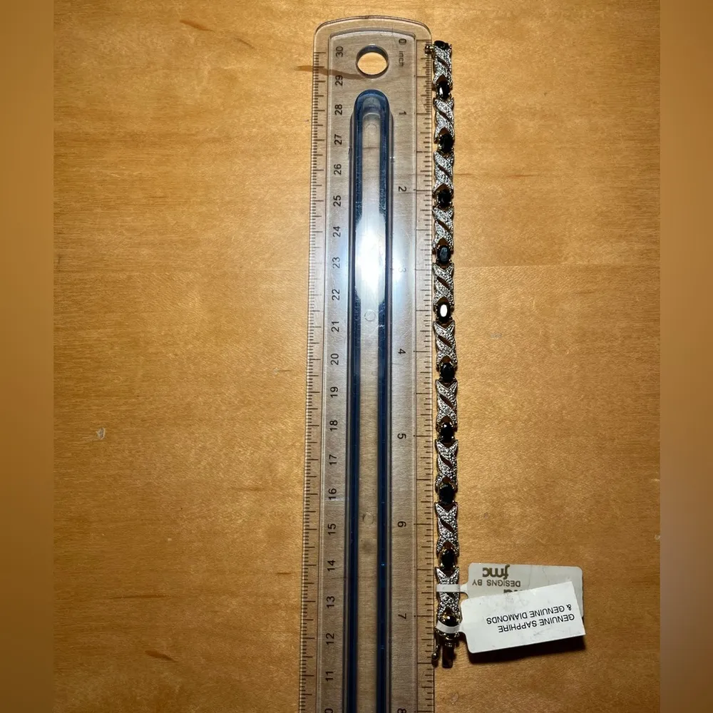 NWT Genuine Sapphire & Diamonds 24KT Gold Over  Bracelet - Image 13