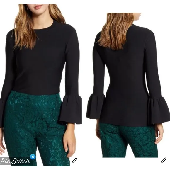 Rachel Parcell Black Bell Sleeve Top - Image 2