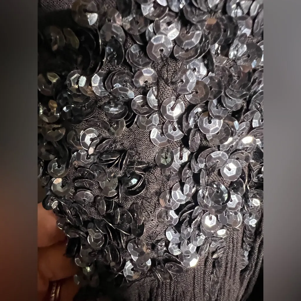 Free People Girl Glitter Mini Slip Embellished Black Dress Medium - Image 13