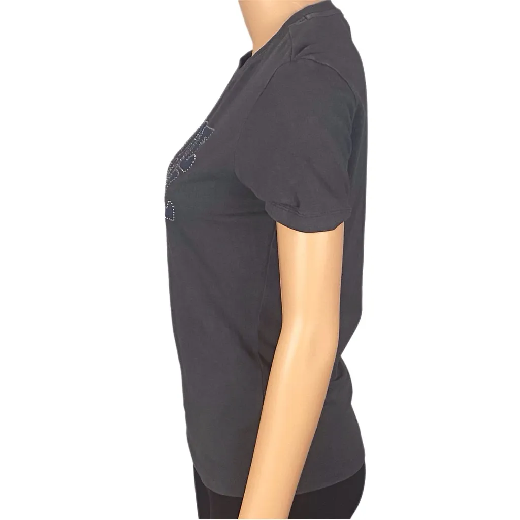 DESIGUAL dark grey tee with LOVE DSGL trimmed in tiny crystals Medium VGUC - Image 6