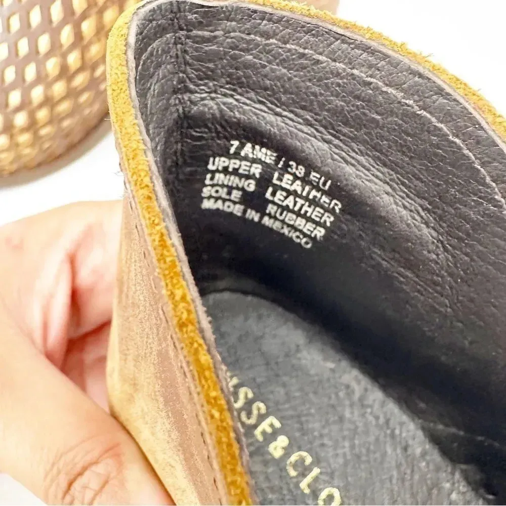 MUSSE & CLOUD Anthro‎ Tan Perforated Leather Bootie Size 7 Festival Boho - Image 6