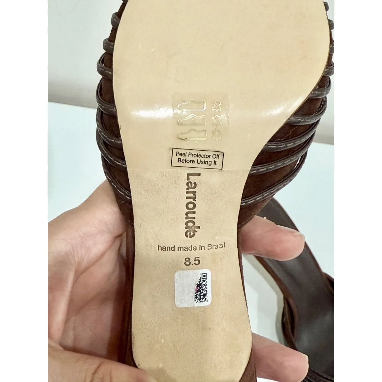 NWOB Larroudé Mini Valerie Kid Suede Leather Pump Heels Brown Women's Size 8.5 - Image 6