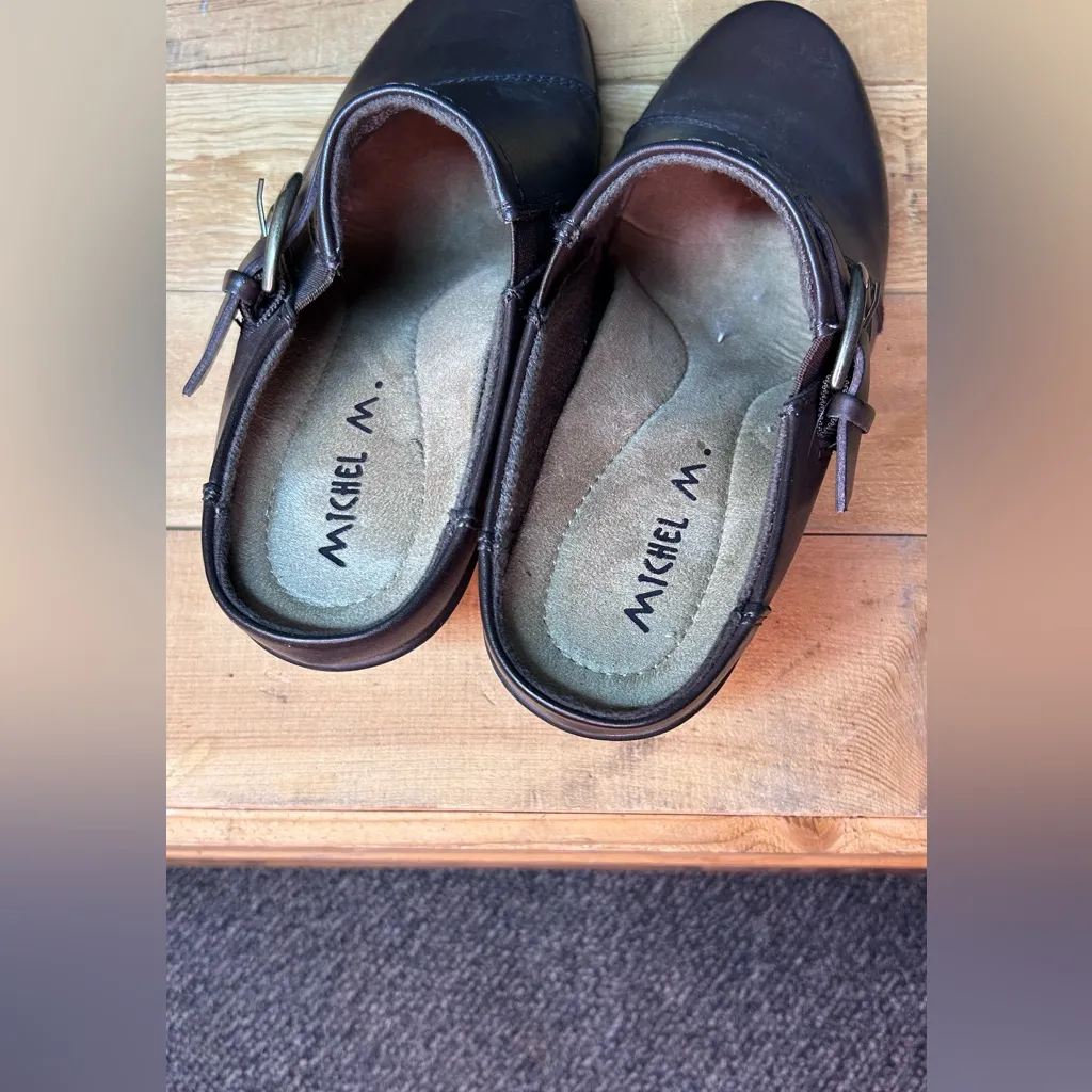 Michel M brown Leather heeled mule size 5 - Image 4