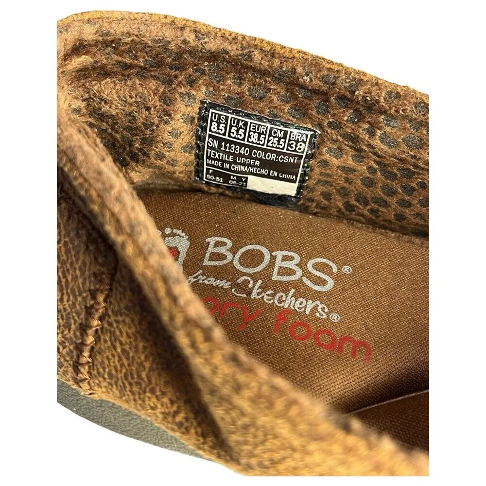 Skechers Shoes Womens 8.5 BOBS Luxe Memory Foam Flats Slip On Brown SN113340 - Image 10