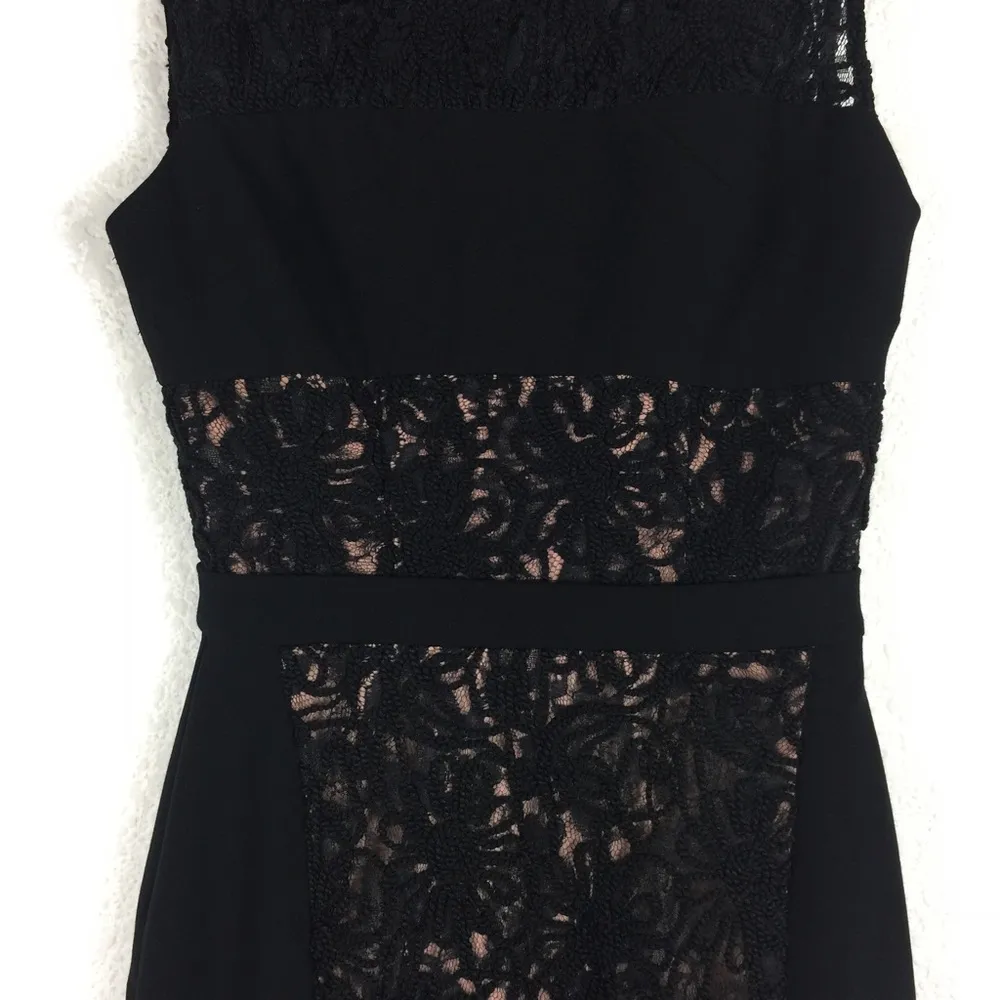 Black Halo Wyatt Black Lace Embroidered Sheath Midi Dress Size 0 - Image 9
