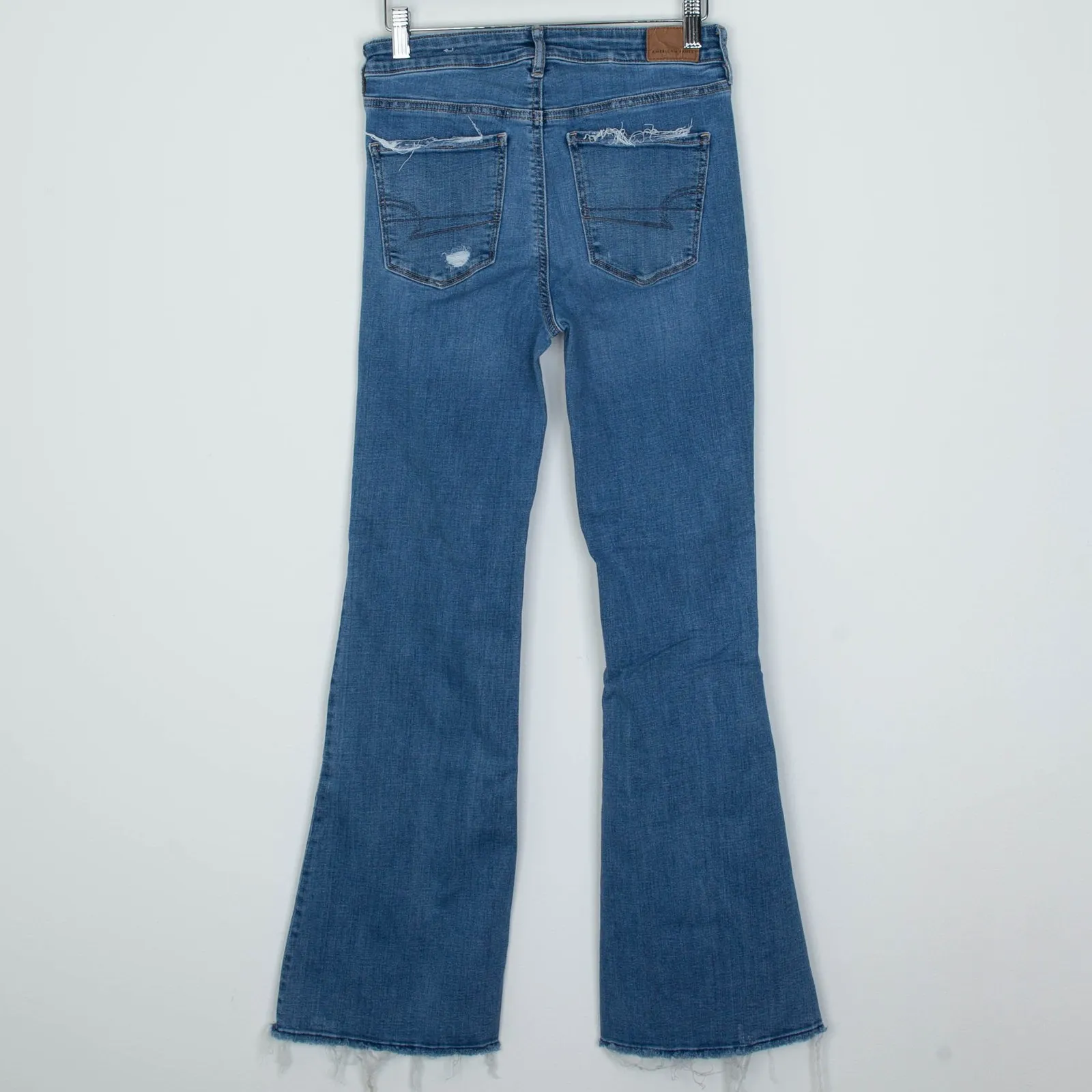 American Eagle Womens Super Hi Rise Flare Jeans Size 2 Blue Festival Boho Hippie - Image 5