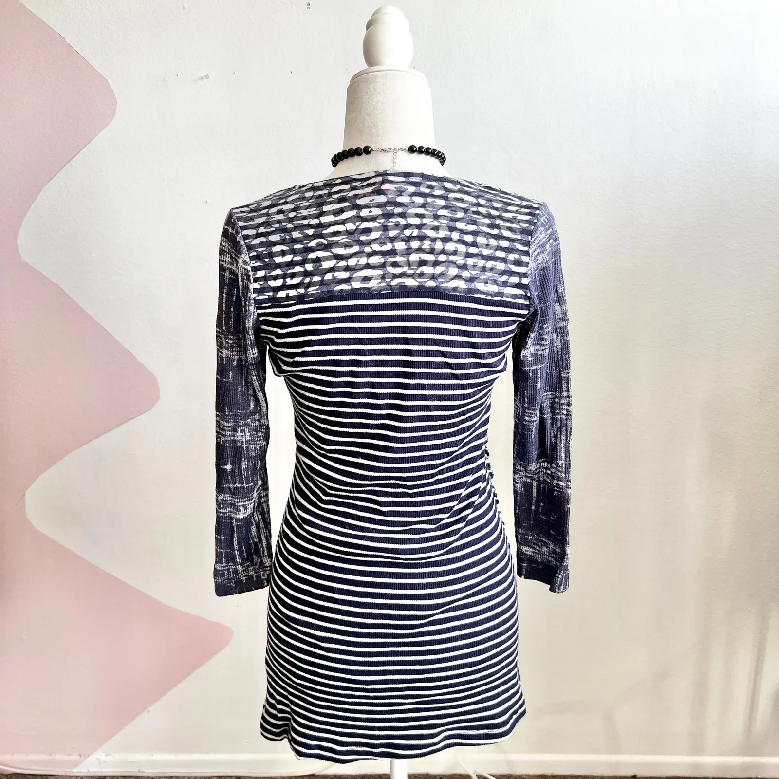 Animal Print Y2K Grunge Top Edgy Retro 2000s Indie Sleaze Small Blue - Image 2