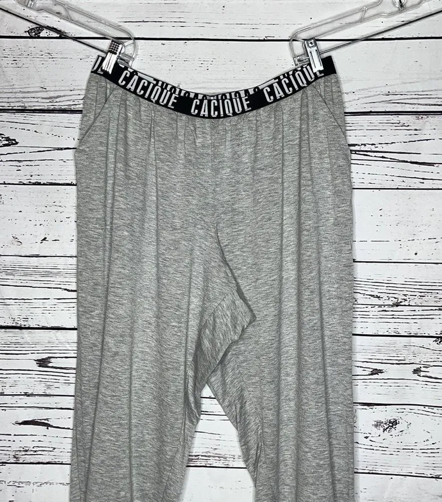Sleep by Cacique Size 14/16 Gray Side Tie Leg Crop Lounge Sweatpants - Image 2