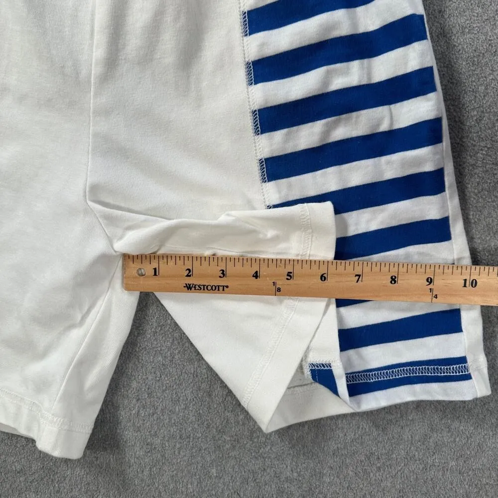 La Blanca Vintage High Waisted Sweat Shorts Womens Large White/Blue Stripe 90's - Image 2