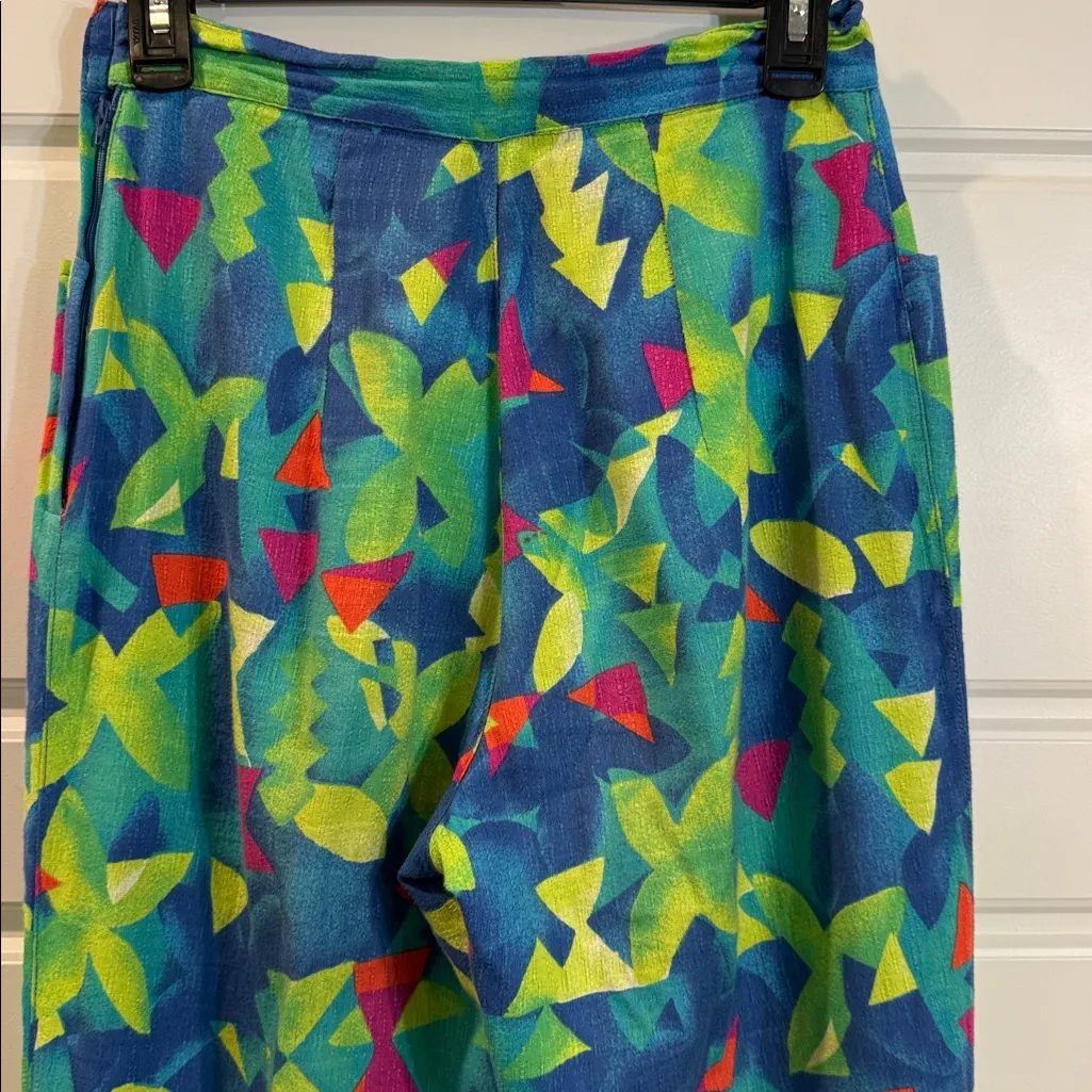 1980s Esprit Sport postmodern print rayon trousers, Vintage 9/10 - Image 7