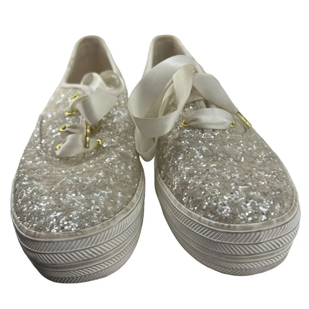 Keds x Kate Spade New York Triple Glitter Cream Sneakers WF57805 Women’s 8.5 - Image 3