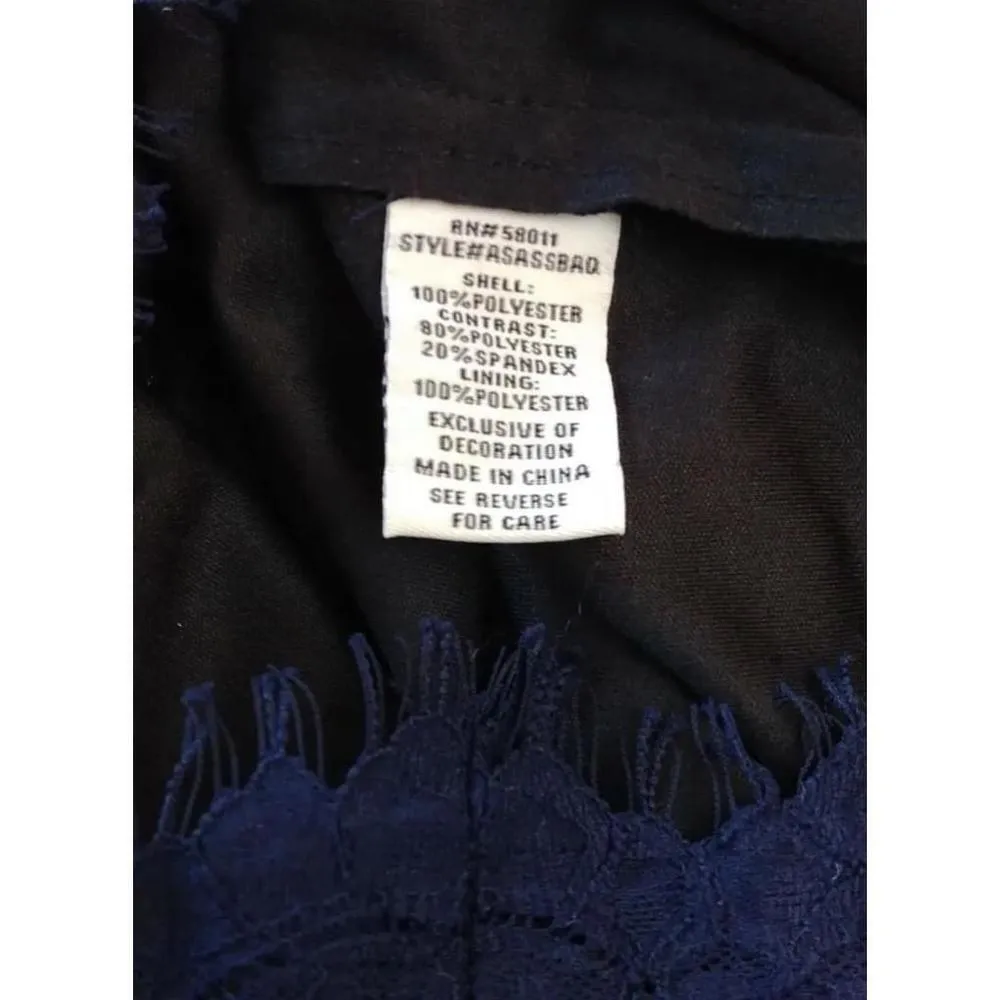 Dark Blue Lace Black Sheer Cutout Short Sleeve Midi Dress  ModCloth - Image 9