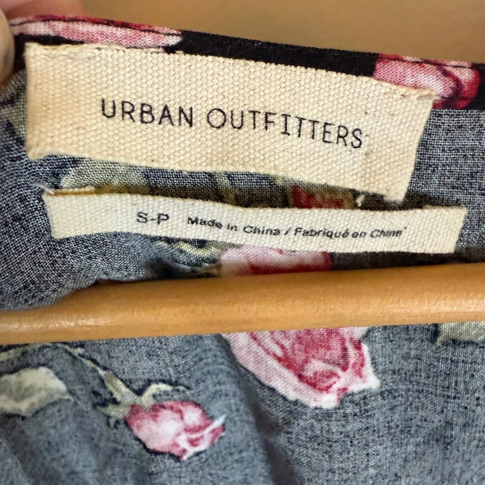 Urban Outfitters Floral Mini Dress Tie Front Rayon Black Pink Size‎ Small Y2K - Image 2