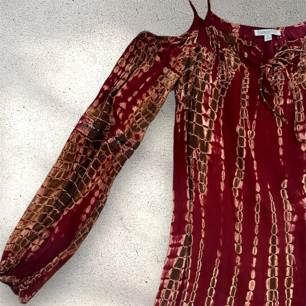 Boho Tie-Dye Cold Shoulder Dress - Patrons of Peace (XS) - Image 5