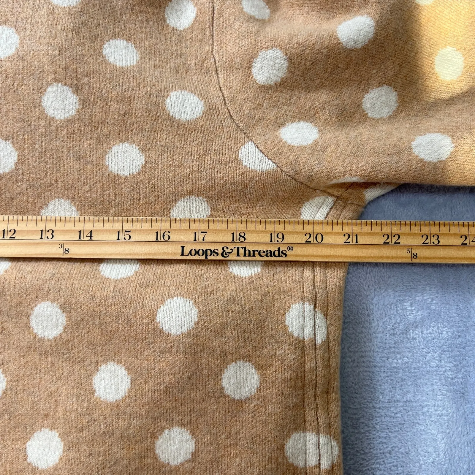 Anthropologie Field Flower Dottie Sweater Coat Hooded Wool Polka Dot Large P Tan Size undefined - Image 9