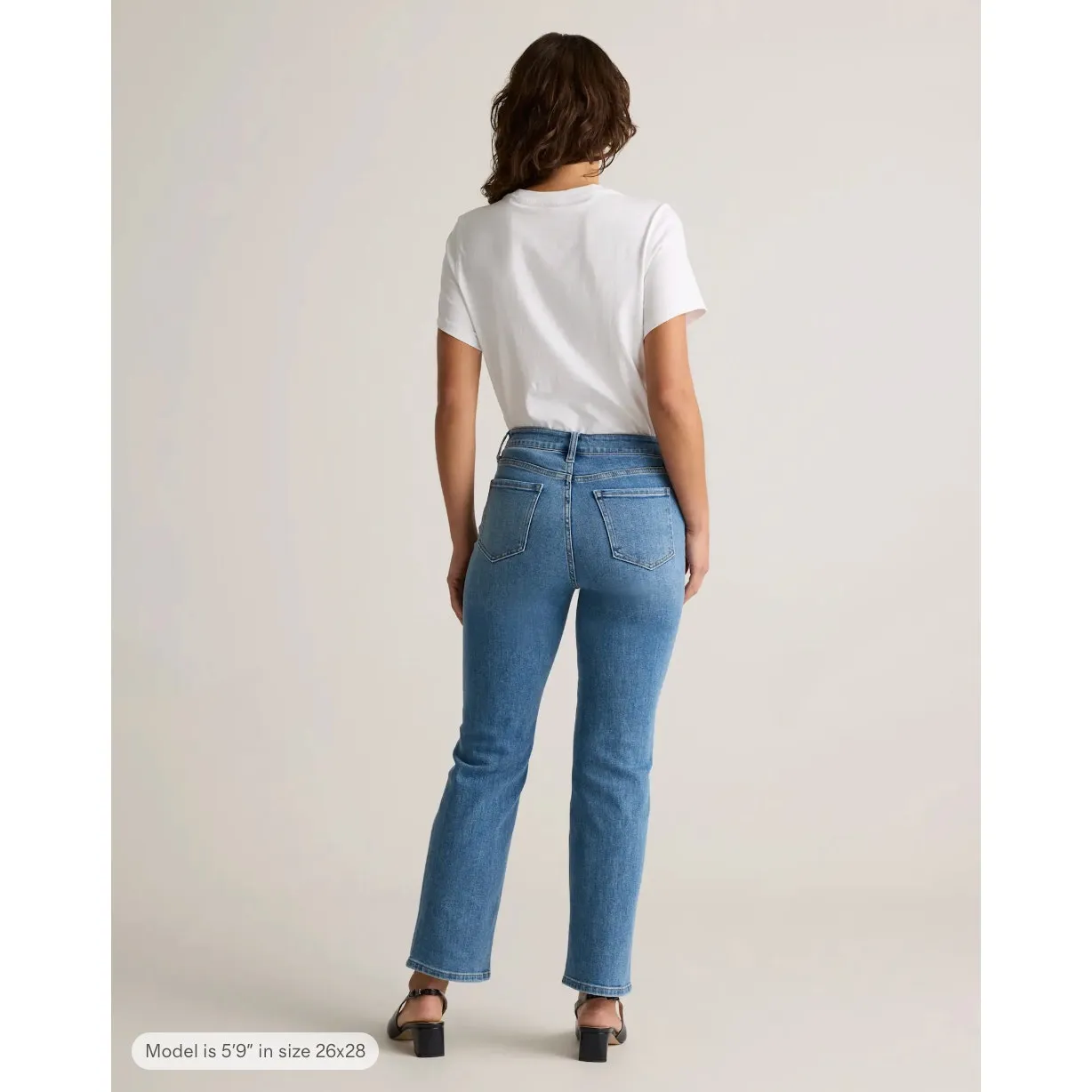 Quince Comfort Stretch High Rise Relaxed Straight Jeans Medium Wash Blue Size 31 - Image 3