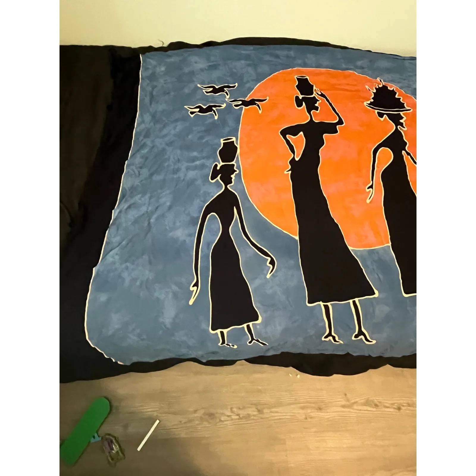 African Tribal Wrap Scarf Tie Dye Ladies Walking Sunset Fringe Boho 48"x70" Black - Image 3