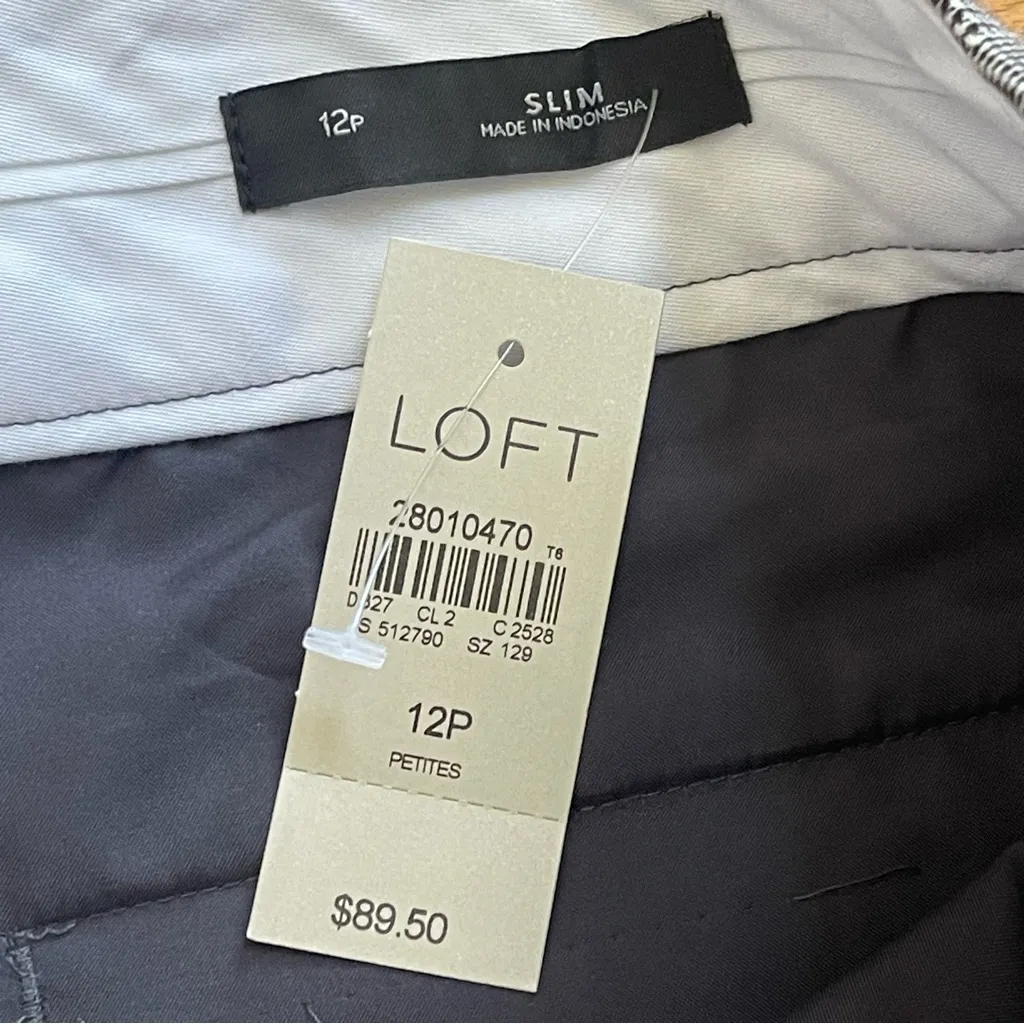 LOFT 2 piece suit set Plaid boyfriend double breasted blazer & pants Grey - Image 11