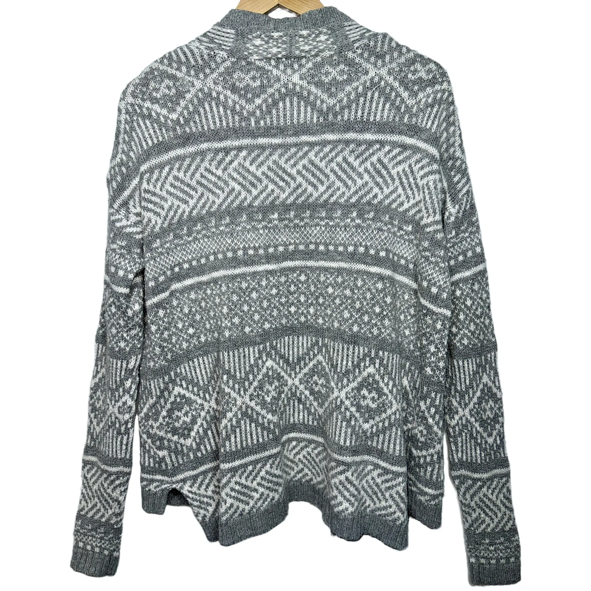Abercrombie & Fitch Gray White Fair Isle Knit Pocket Cardigan Sweater Size M / L - Image 2