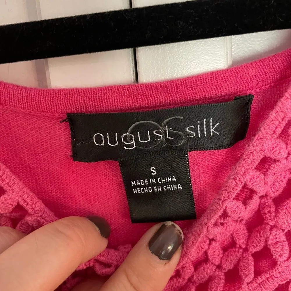 SALE August silk linen pink lace front tank size small - Image 3