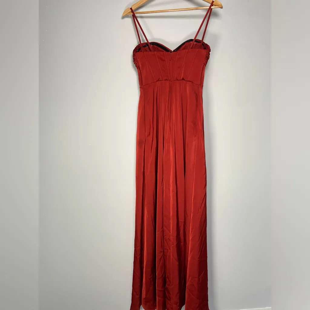 Azazie Eve Rust Red Sweetheart A Line Prom Dress Evening Gown Satin Feminine - Image 9