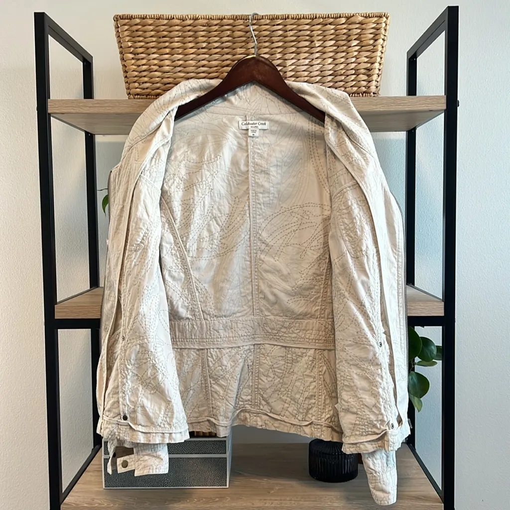 Coldwater Creek Woven Embroidered Utility Full Zip Jacket, 16 - Image 8