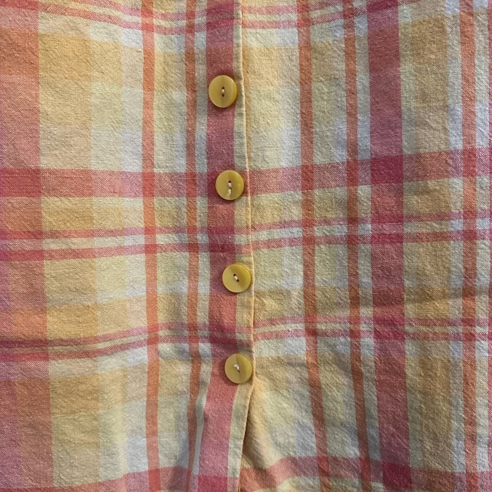 Vintage Aldofo Studio Linen Pink and Orange Plaid Maxi Skirt // Size 10 - Image 4