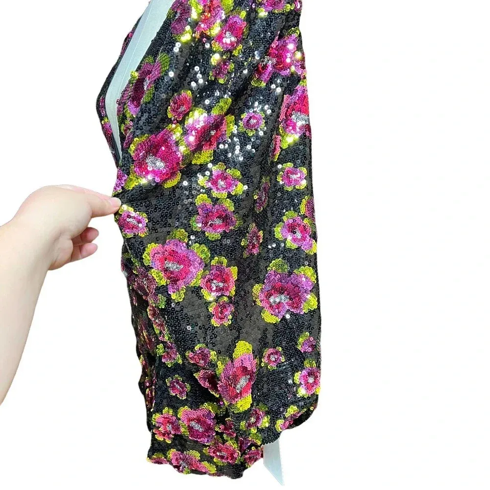 For Love & Lemons‎ Morrison Mini Dahlia Floral Dress Black Sequin Size XS - Image 9