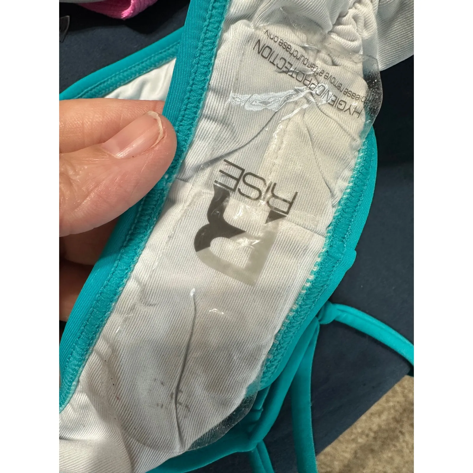 RISE Teal Blue Tie Side Bikini Bottoms Ruched Back Women's Size M NWOT Green Size M - Image 5