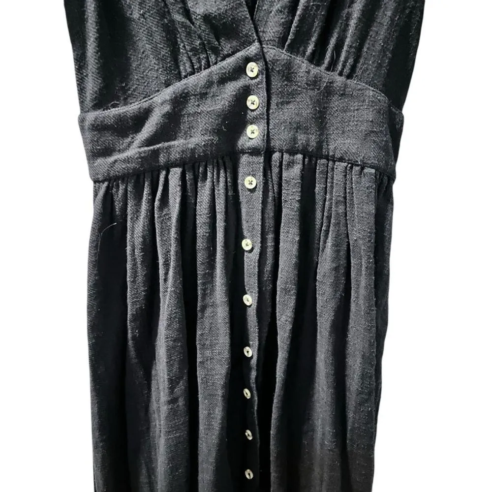 Free People Love Of My Life Black Midi Button Down Dress Size XS Cotton $108 - Image 7