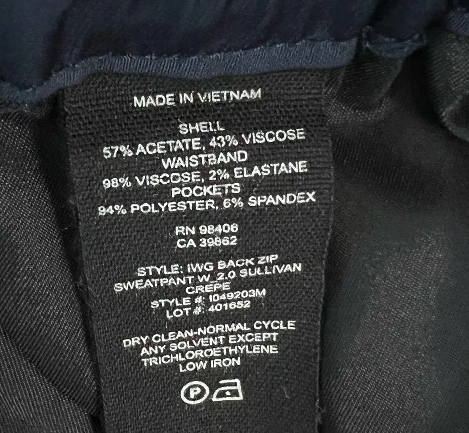 Theory Crepe Navy Blue Drawstring Waist Pull On Pants Zip Ankle Casual Size S - Image 8