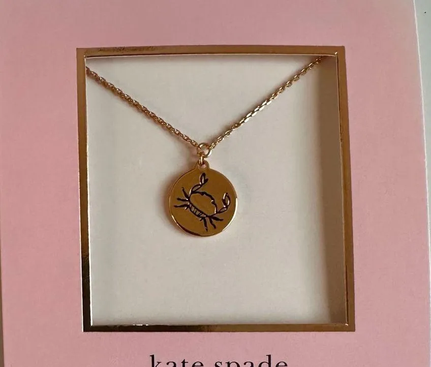 NWT Kate spade In The Stars Cancer Pendant in Gold. Double-sided - Image 3
