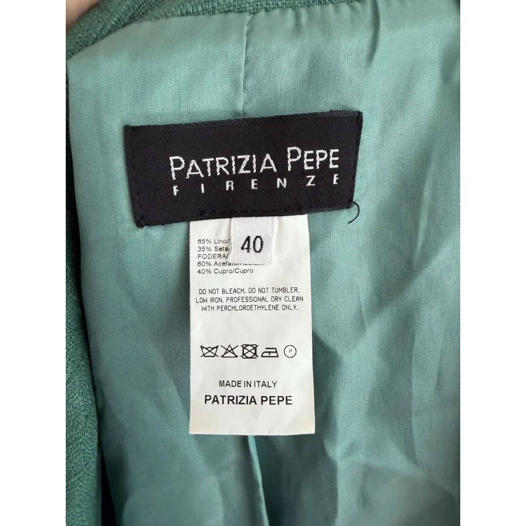 PATRIZIA PEPE Firenze Green Belted Jacket Blazer Size 40 - Image 3