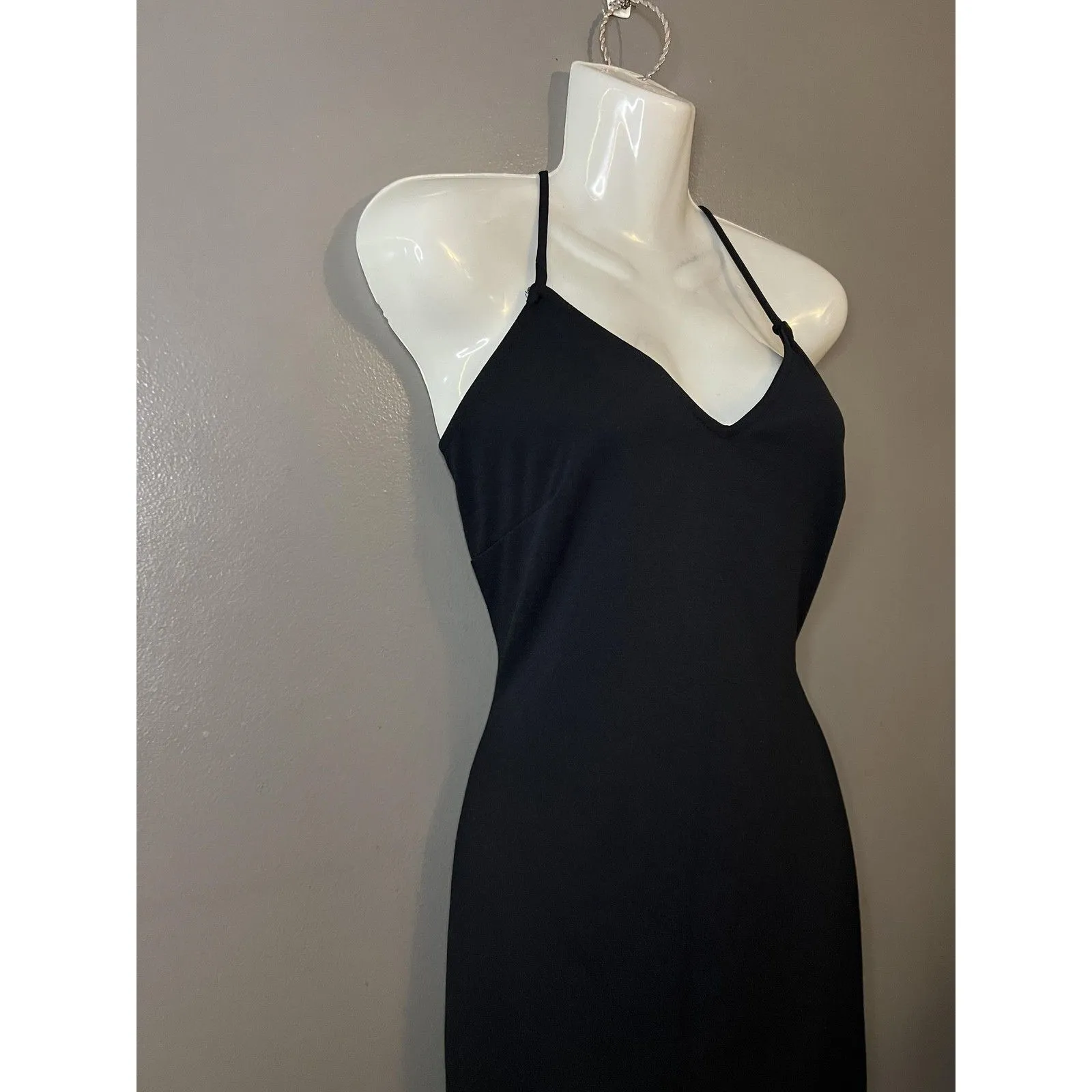 The Vintage Shop Dress Womens Large Black Halter Midi Corset Waist Bodycon - Image 4