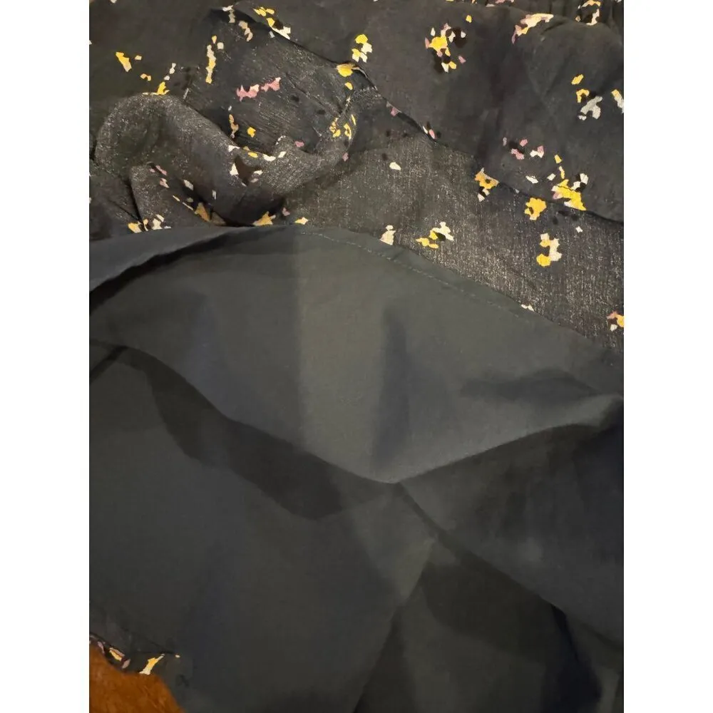 Gentle Fawn Skirt Women Small Navy Blue Floral Elastic Waist Ruffle Circle‎ Mini - Image 9