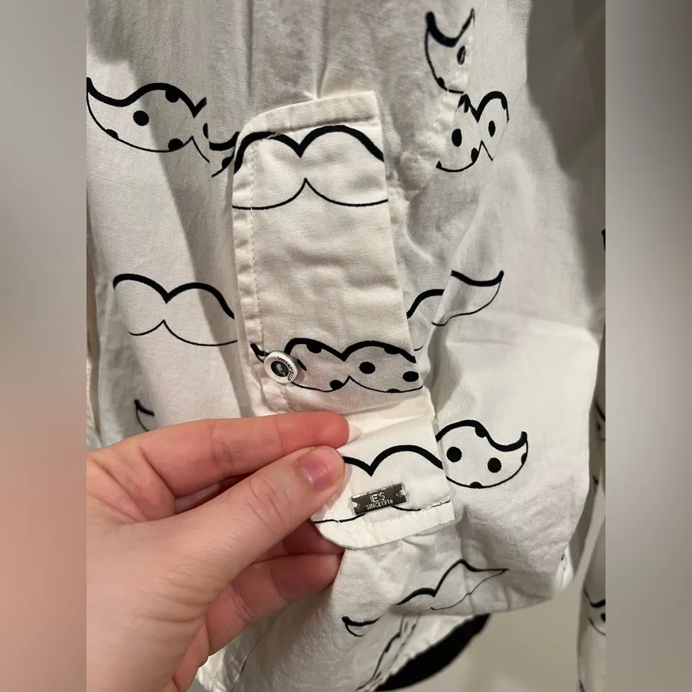 ES Style funny mustaches windbreaker . Size 38‎ (6) White - Image 5