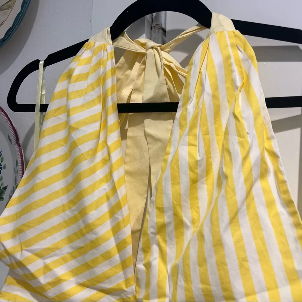 NEW STAUD Kai Striped Poplin Halter Top Yellow Stripped Size 12 - Image 6