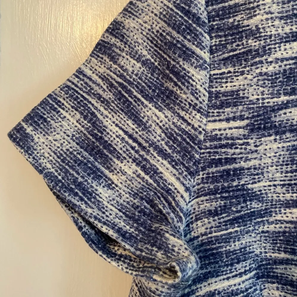 Ann Taylor Loft Women's Short Sleeve Tweed Careers Dress Size 2P Blue & White - Image 5