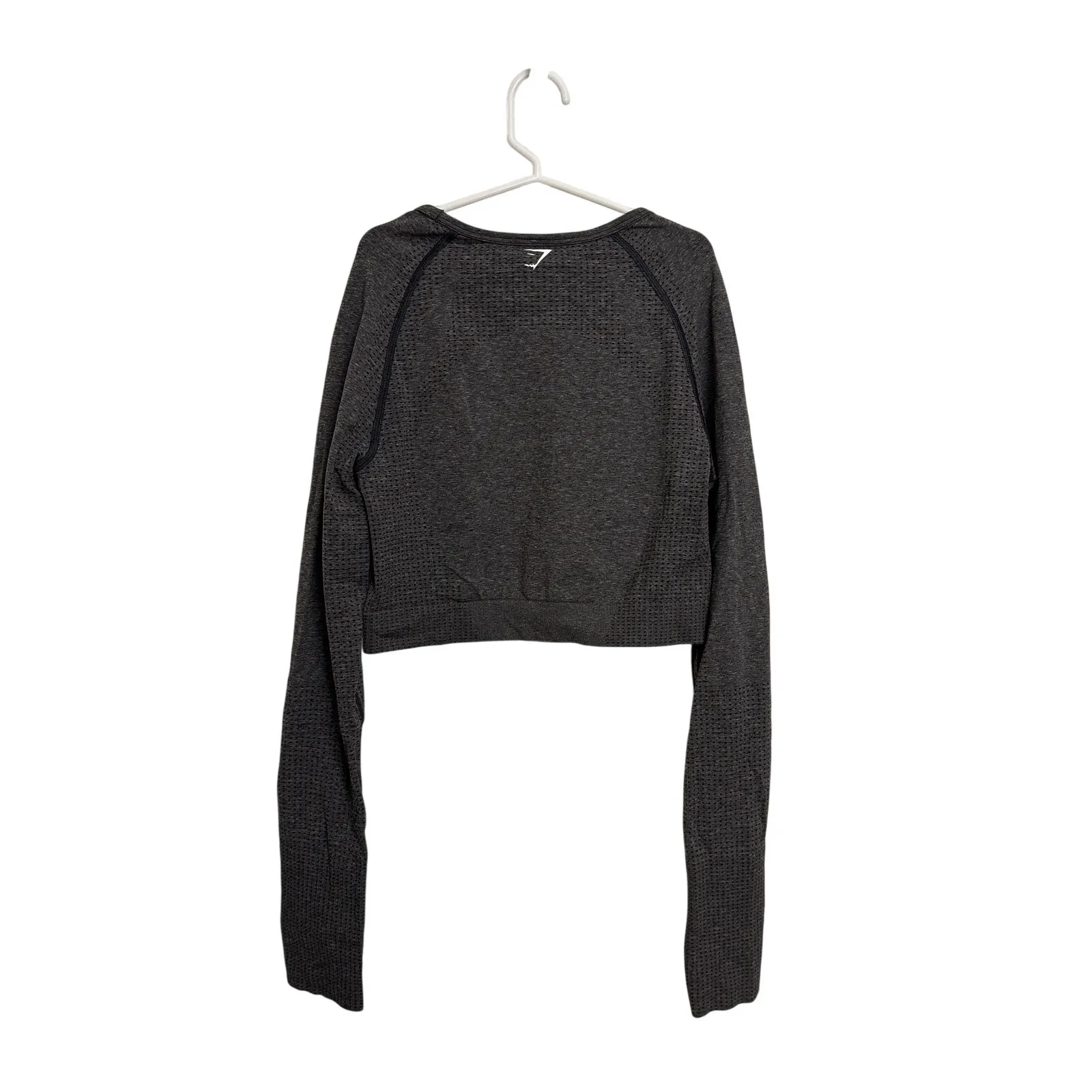 Gymshark Crop Top Womens Medium Charcoal Marl Vital Seamless 2.0 Long Sleeve - Image 2