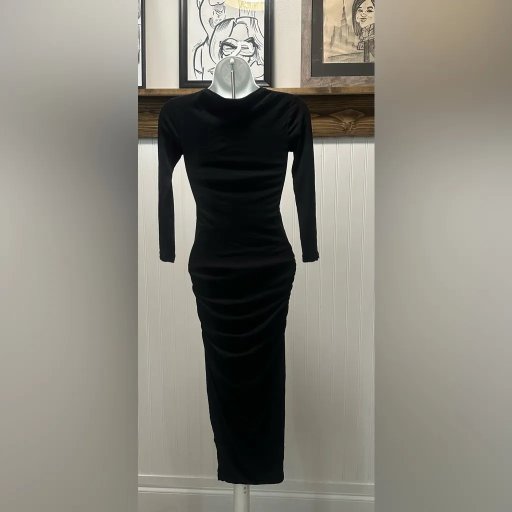 James Perse Black Long Sleeve Maxi Dress Sz 0 Bodycon cotton spandex Lycra - Image 2