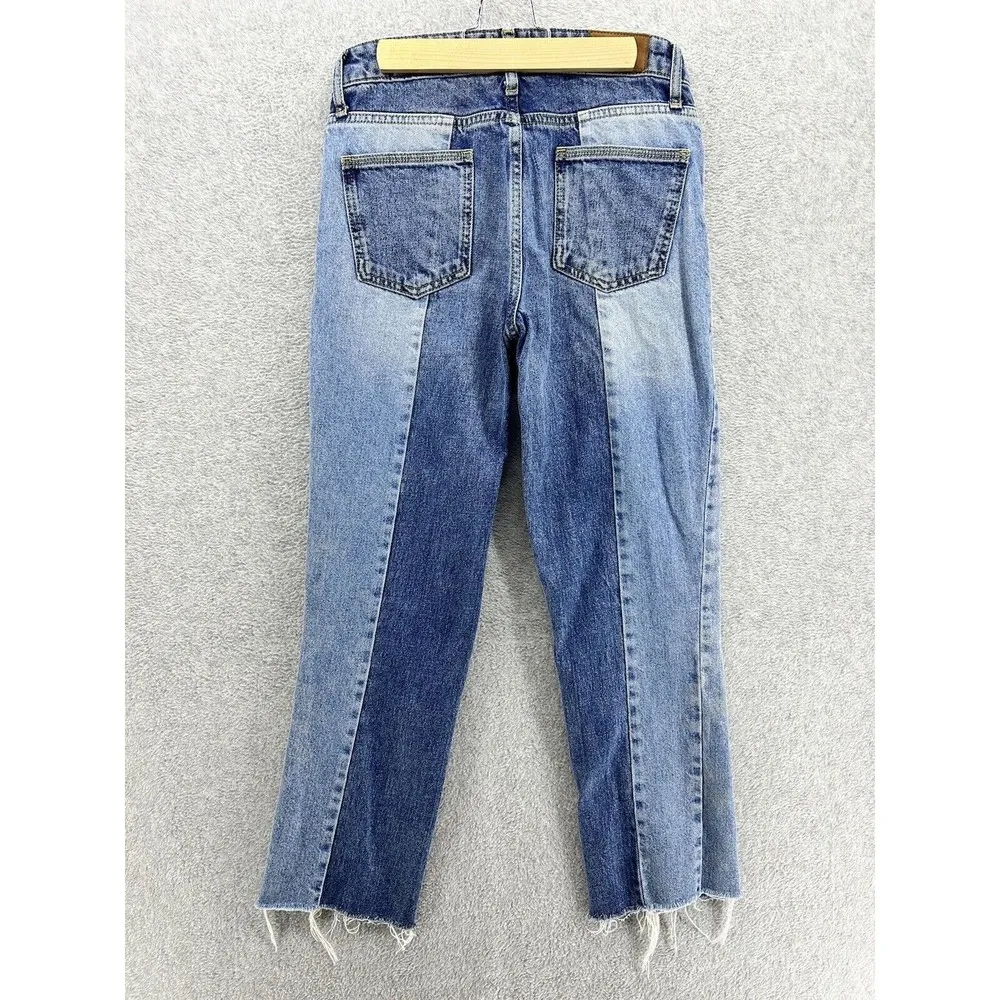 BDG Women's Blue Denim Jeans Jeans Paneled Jessye Size 26 Raw Hem Cropped - Image 2