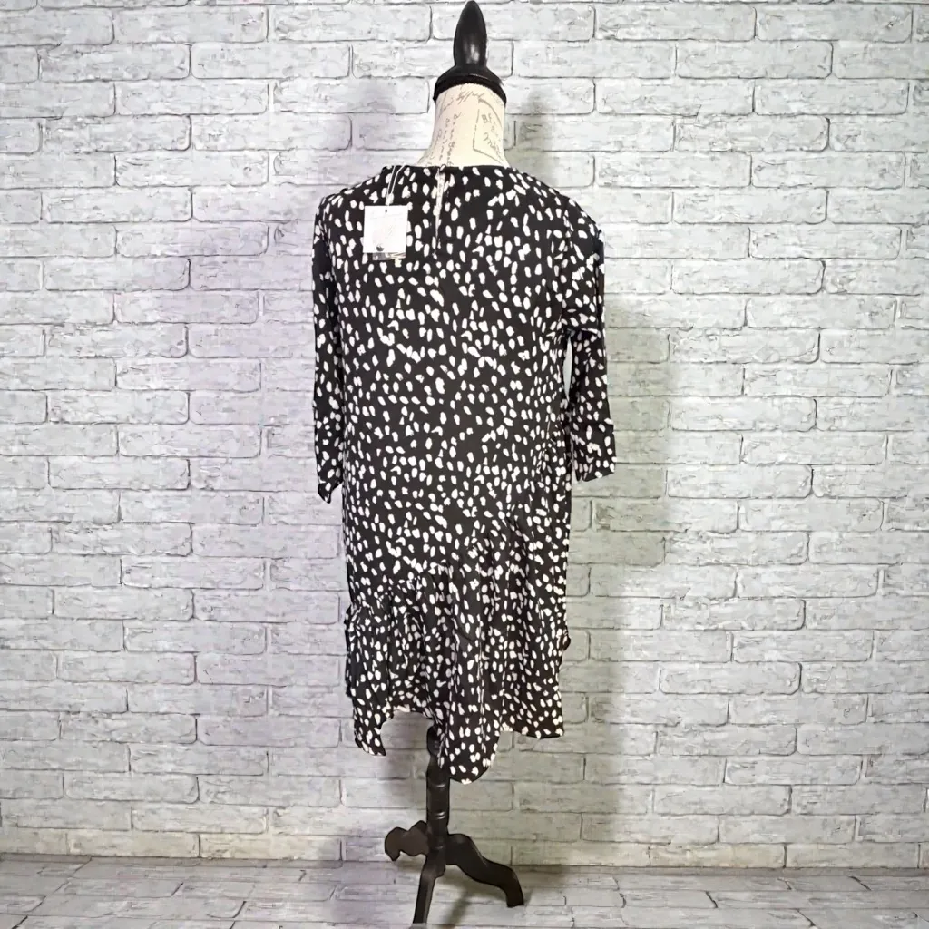 Hayden Polka Dot Black & White Drop Waist Dress  Size Small NWT - Image 3