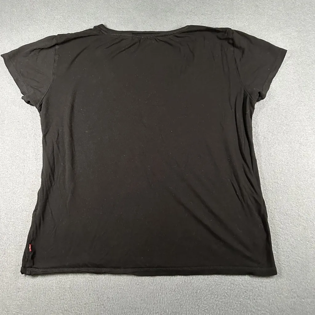 Levis Shirt Womens Large Black V Neck Short Sleeve‎ Casual Tee Made In Turkey - Image 6