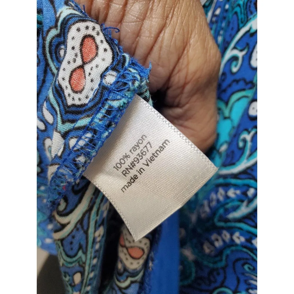 JCP Women Blue 100% Rayon Scoop Neck Sleeveless Casual Blouse Size Medium - Image 8